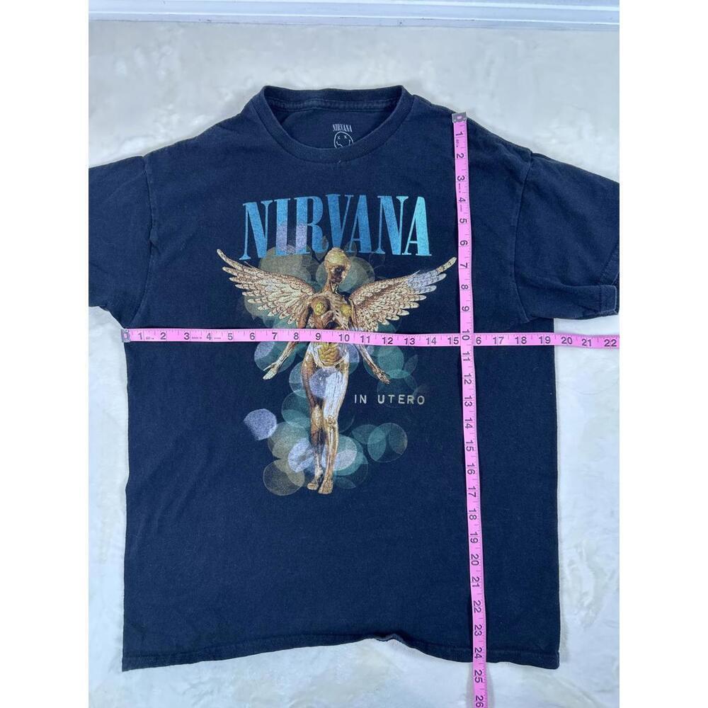 Small Nirvana In Utero Angel Graphic Band Tee Grunge Alt Concert Black - Picture 3 of 4